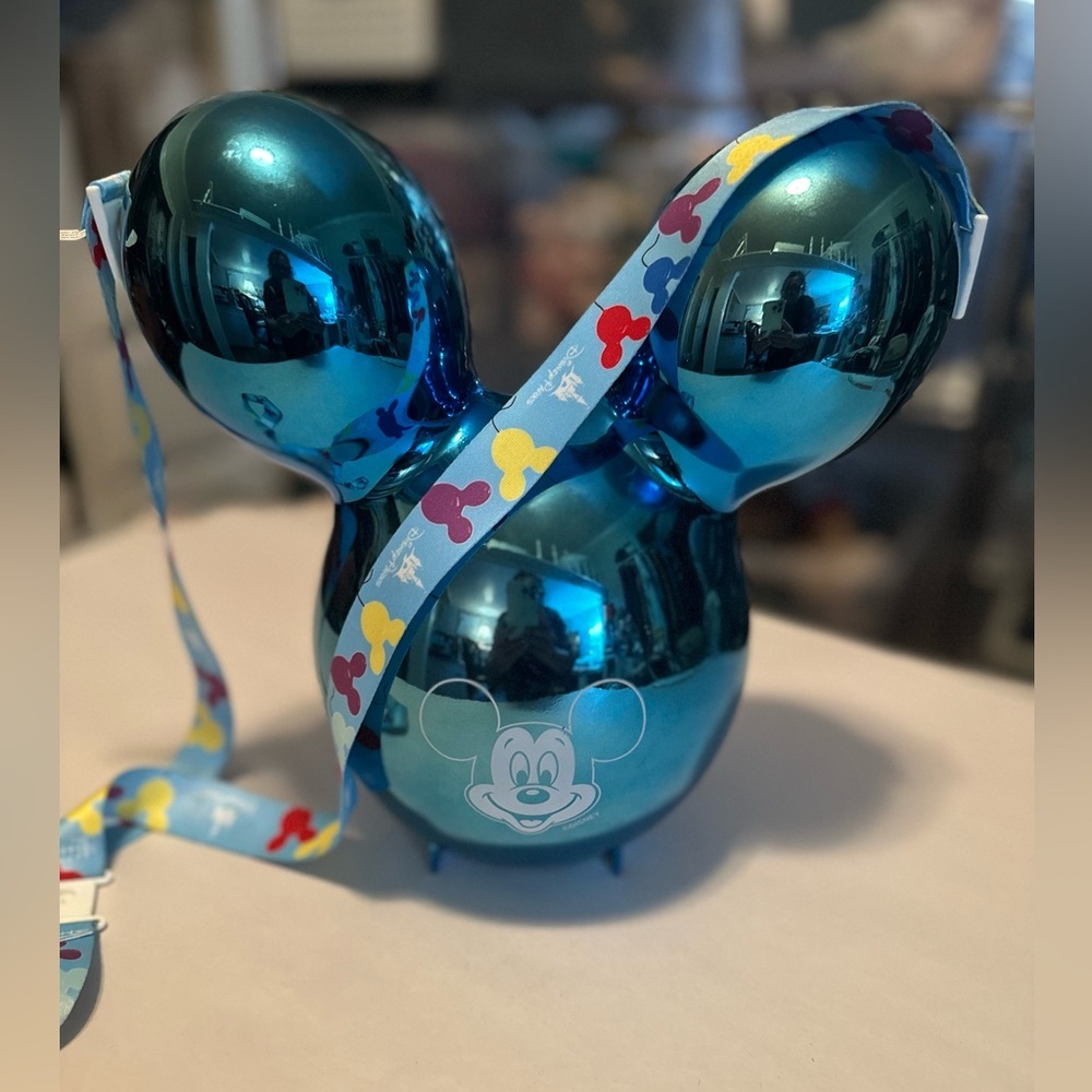 Disney Parks Disneyland Blue Metallic Mickey Balloon Souvenir Popcorn Bucket